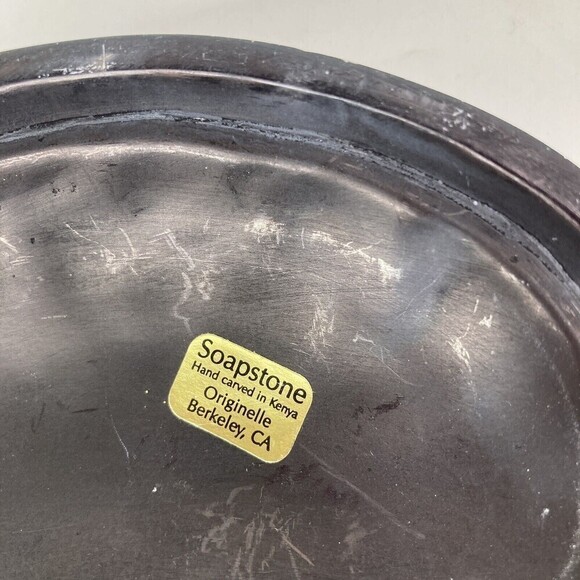 Genuine ‎ Soapstone hand carved black & White Jewelry Trinket Box Vtg - Picture 6 of 6